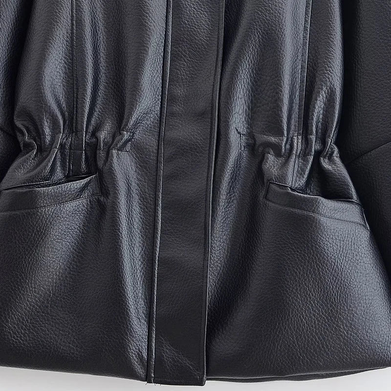 ZEYA - Vivienne Cinched Waist Leather Jacket